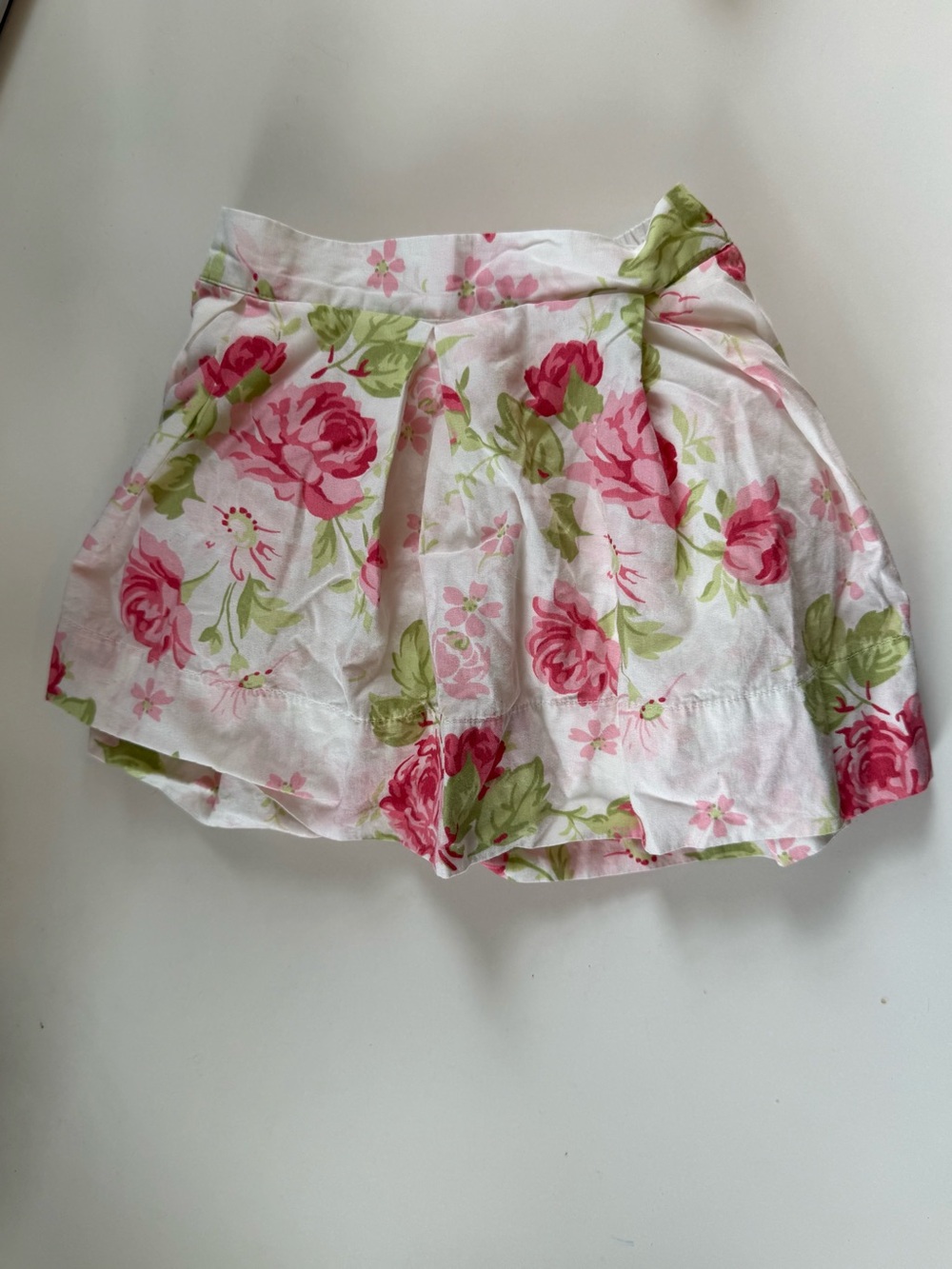Janie and Jack White Floral Skirt with Pink and Green Roses